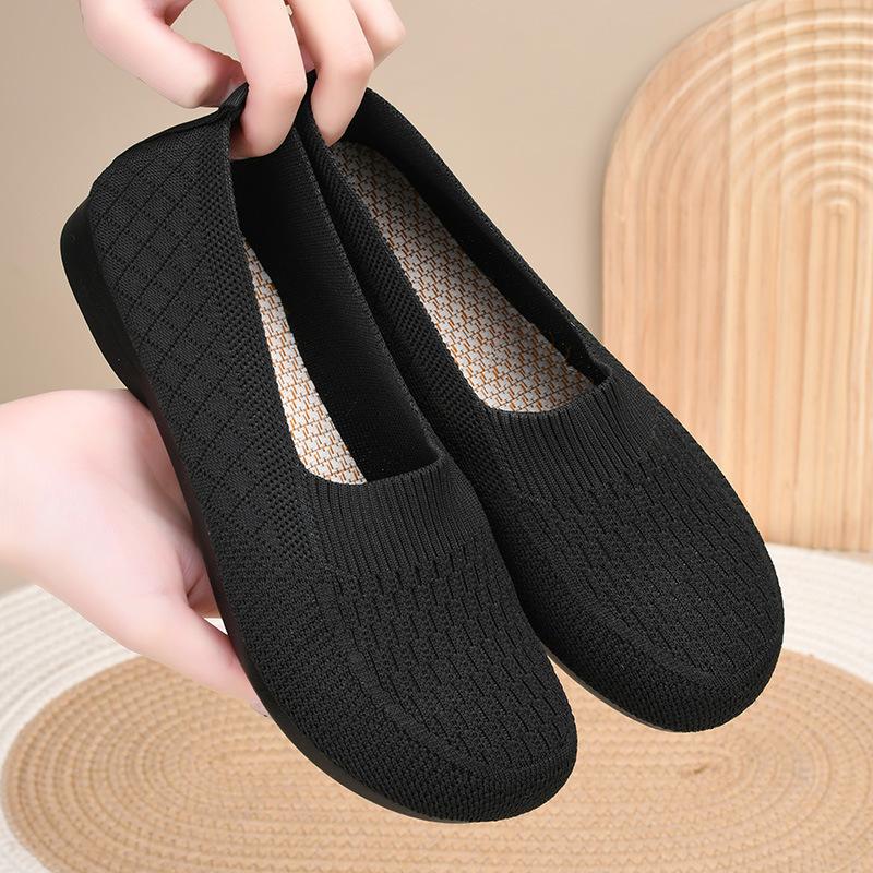 Туфли из ткани Old Beijing дышащие и удобные, туфли на плоской подошве с одной педалью, модные и универсальные туфли для мам, повседневные женские туфли.