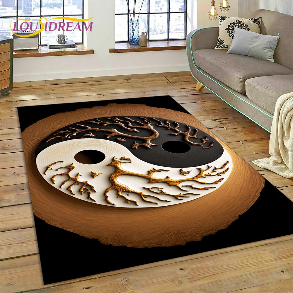 HD Природа Инь Ян 3D Китайский Тай Чи Багуа Ковер для Гостиной Спальни, Нескользящий Декор для Дивана Придверный Коврик Подарок