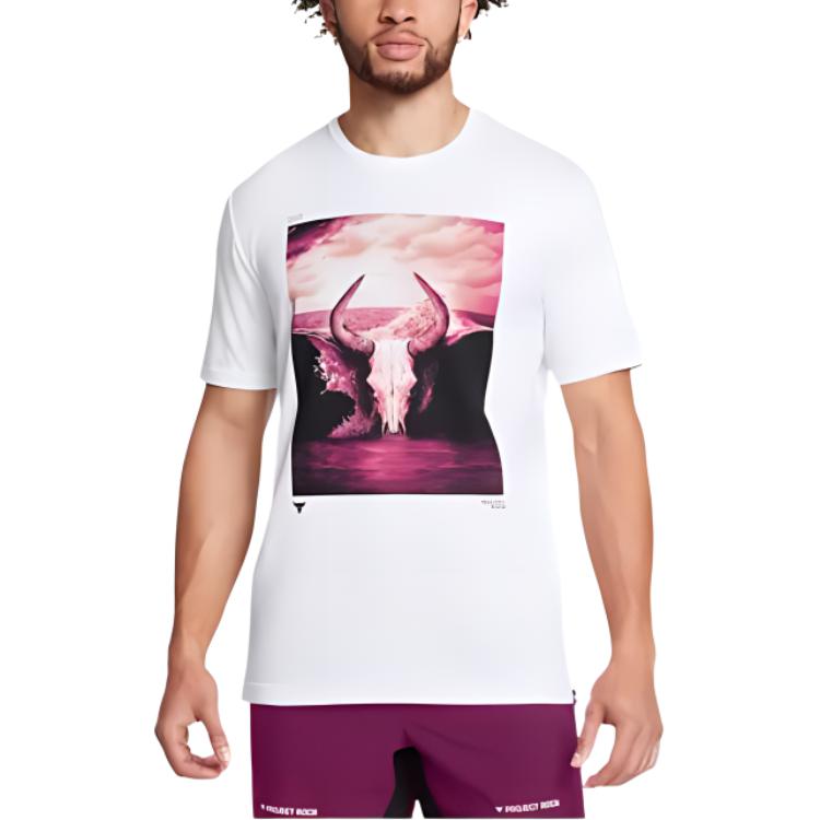 Under Armour Мужская футболка Johnson Series с принтом и принтом, эластичная, белая 1386891-100