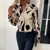 2024 Women's Geometric Print Shirt - European & American Style, New Arrival