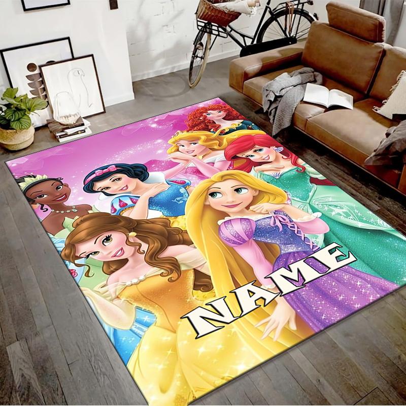 Custom Princess Mat Personalized Name, Polyester Washable Indoor Entryway Rug, Gift for Christmas, Easter, Thanksgiving Day