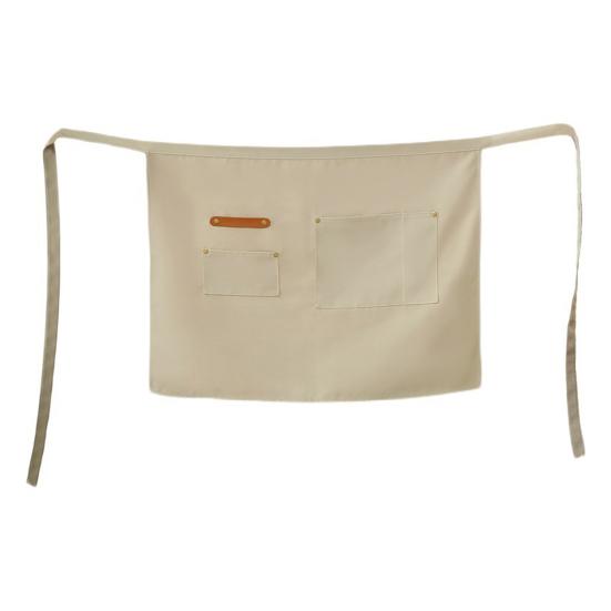 Half Apron with Pockets Waterproof Apron Stain-Resistant for Server Chef Cloth Solid Color Kitchen