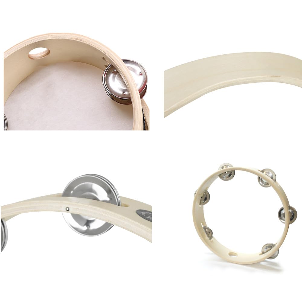 GYWHOOFT Портативный бубен 8 Ручной деревянный безголовый бубен с металлическим колокольчиком Однорядный джингл Деревянный музыкальный перкуссионный инструмент Дюйм,