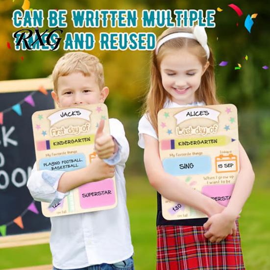 Child Drawing Board First Day of School Sign, Reusable Wooden Chalkboard Sign for Kids, Back Message Center to Decorations Supplies Kindergarten