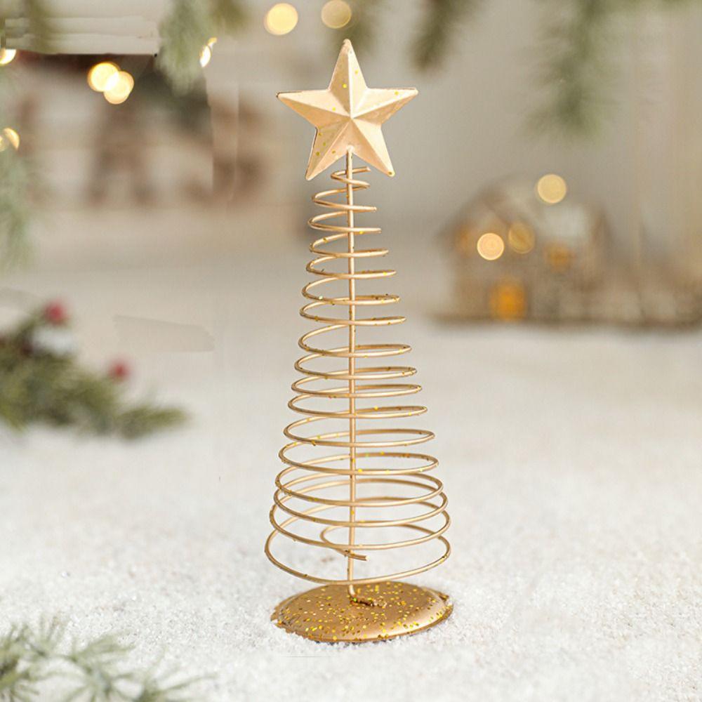 Five-pointed Star Iron Christmas Tree Gold Desktop Decoration Mini Christmas Tree Home Decoration