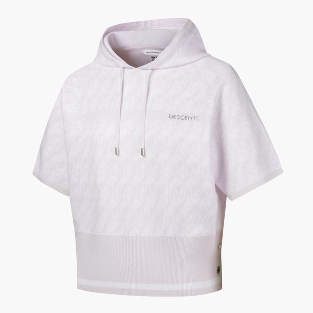 DESCENTE GOLF Women'S Patterned Short Sleeve Hooded Knit