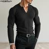 Autumn Spring Men's Solid Color Long Sleeve Rib Loose Pullover Tops