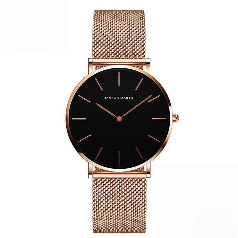 Japan Quartz Movement High Quality Women Steel Mesh Rose Gold Waterproof Ladies Watch