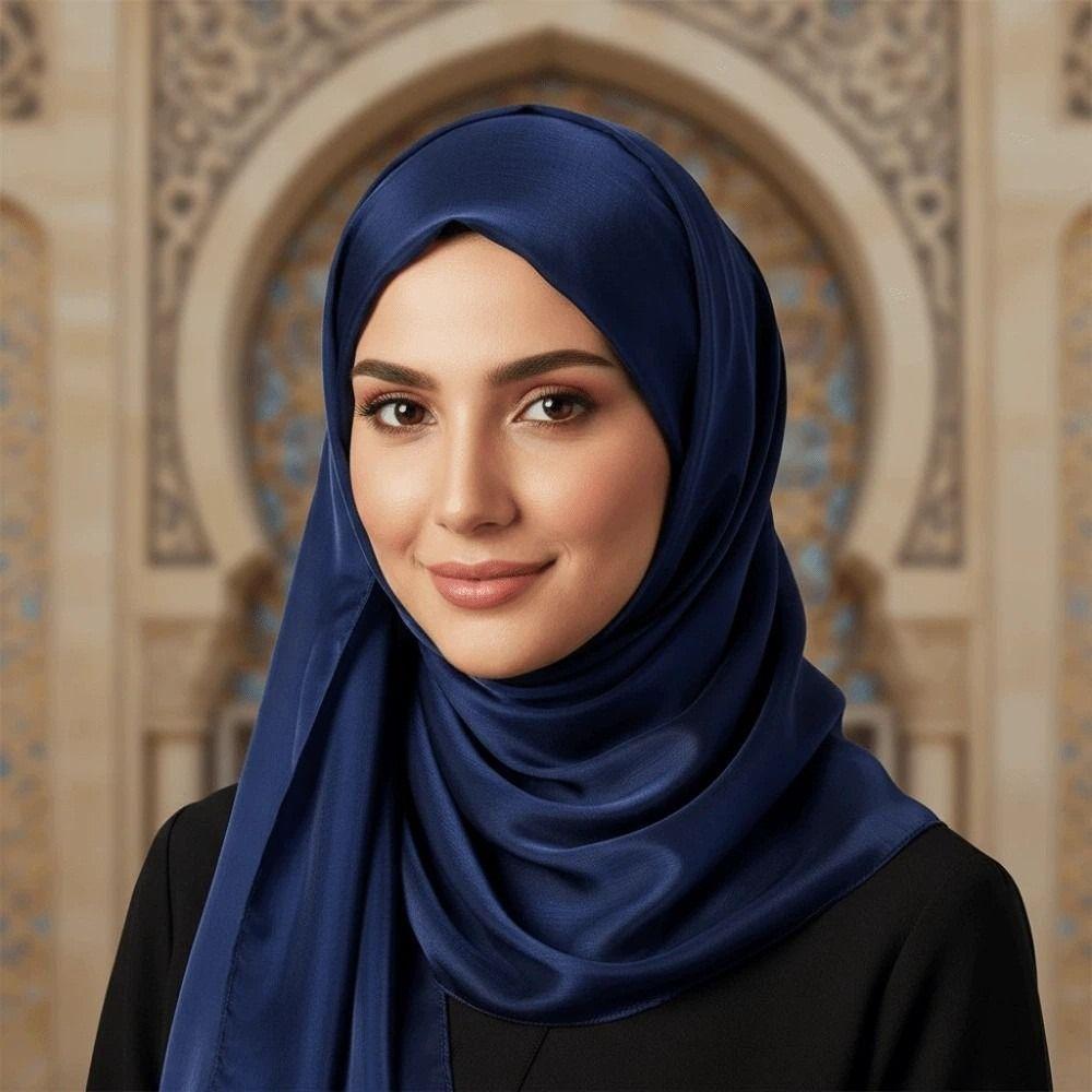 Long Chiffon Hijab Scarf Breathable Thin Large Shawl Sweet Smooth Silk Headscarf Women