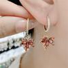 Vintage Cubic Zirconia Red Maple Leaf Earrings for Women Temperament Wedding Earrings Party Jewelry Gift