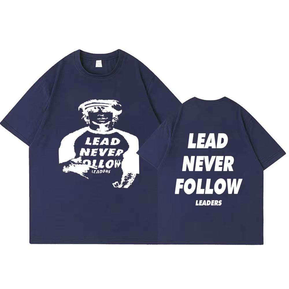 Рэпер Chief Keef Футболка с принтом 'Lead Never Follow Leaders' Мужская Женская Модная Винтажная Футболка Хлопковая Повседневная Мягкая Оверсайз Футболки