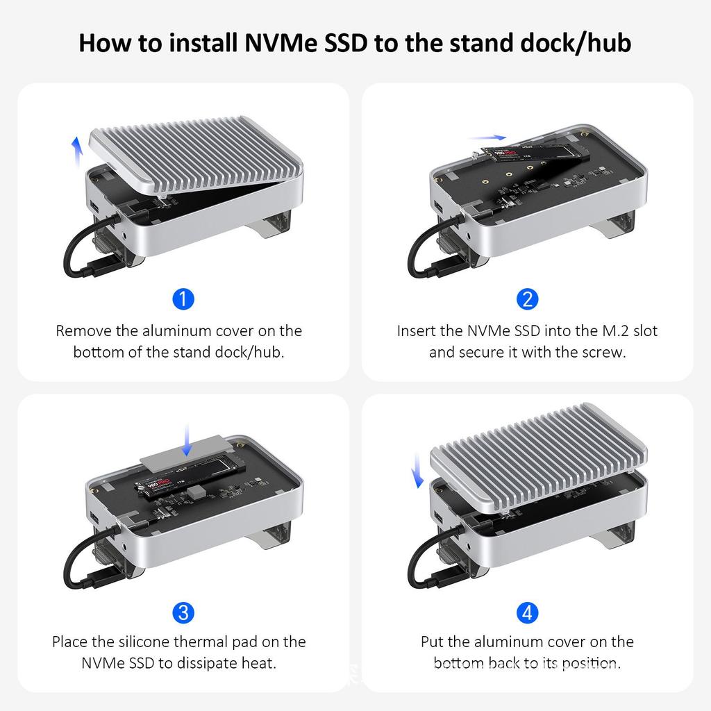 Вертикальная подставка Thunderbolt 4/5 для Mac mini M4 и корпус для внешнего жесткого диска, 40 Гбит/с