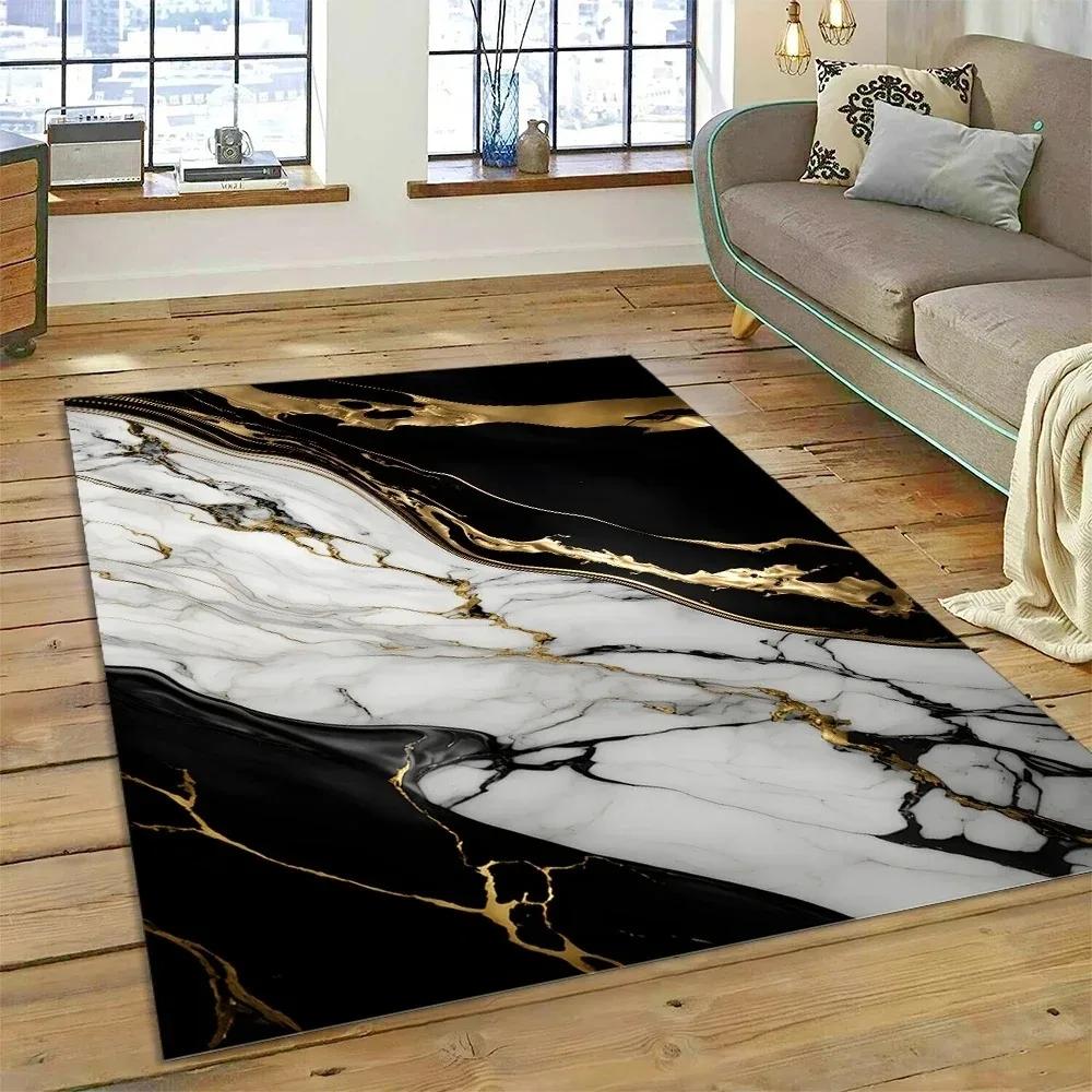 Luxurious Abstract Marble Carpet for Living Room Sofa Home Decoration Large Rugs Non-slip Bedroom Bedside Coffee Table Floor Mat