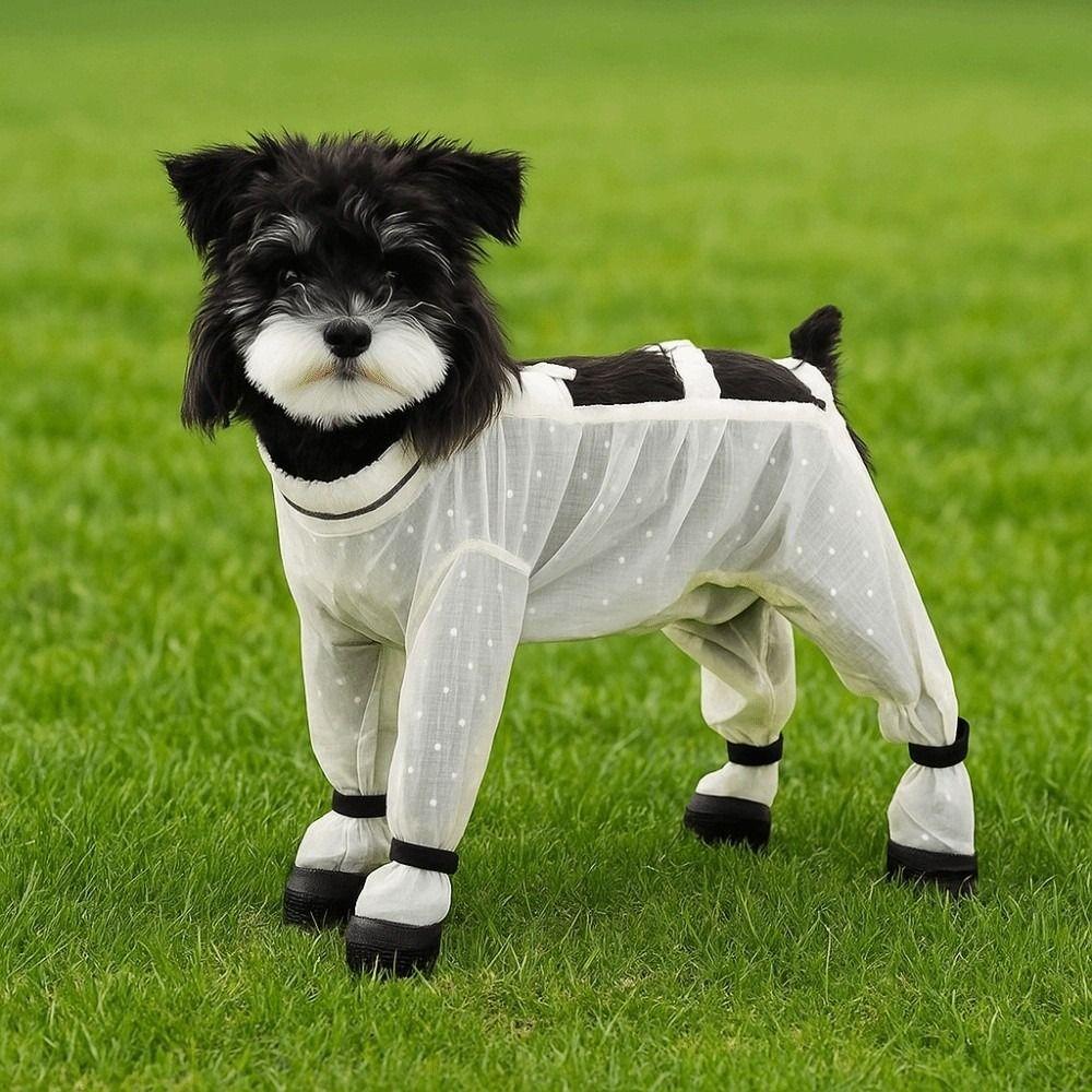 Тонкий Дышащий Комбинезон для Собаки Светоотражающая Полоса Мягкий Закрывающий Живот Наряд для Питомца Регулируемый Пятноустойчивый Четырехногий Одежда для Собаки