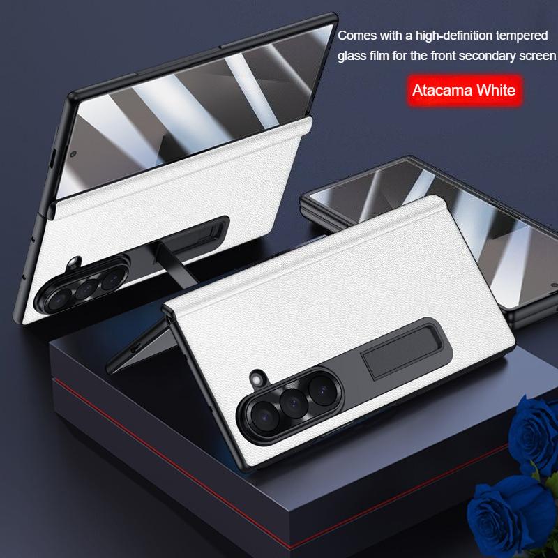 Genuine Leather Case for Samsung Fold 8 Ultra,Integrated Screen,Hinge&Frame Protection Full Coverage,Hd or Privacy & Stand Case