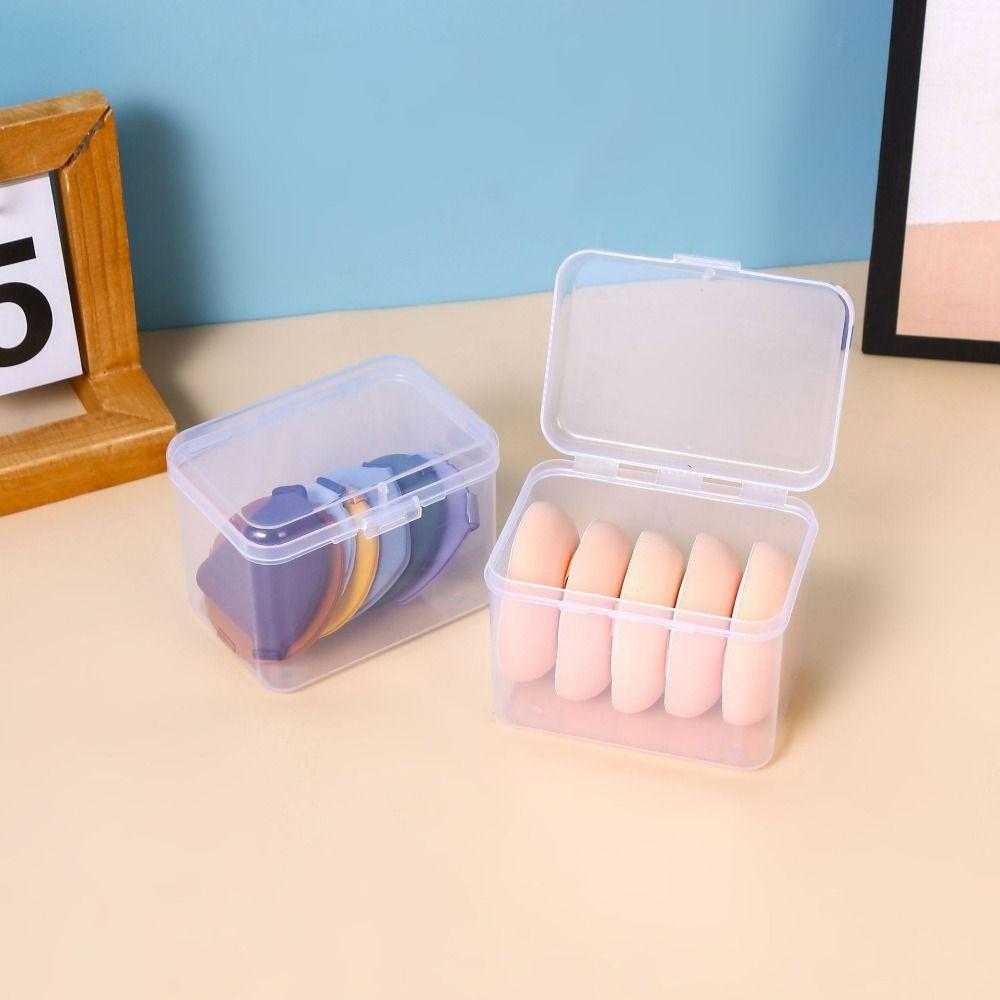 Plastic Powder Puff Storage Box Small Cosmetics Storage Case Square Storage Box  Swab