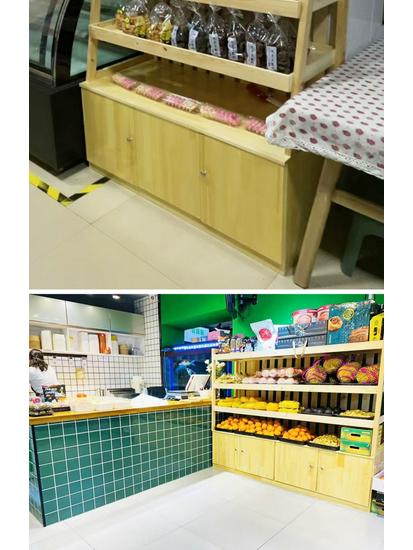 Деревянная стойка для выкладки хлеба и выпечки для магазинов
