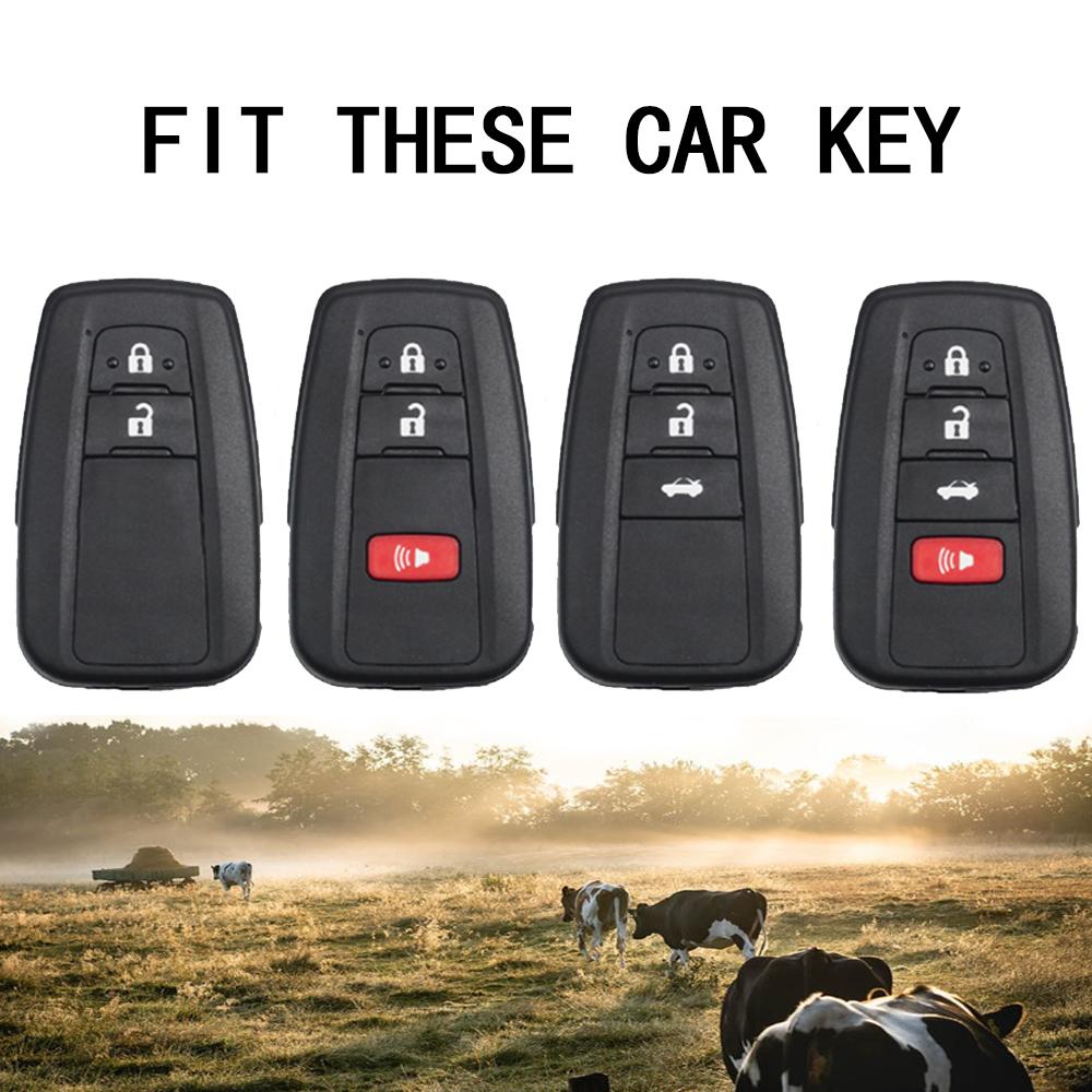 Leather Car Smart 3 Button Key Case Cover Bag Keychain for Toyota Avalon Camry RAV4 Prius CHR C-HR Corolla Land Cruiser Prado