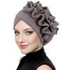 Women Pre Tied Bonnet Ruffle Flower Edge Ramadan Chemo Cap Elegant Beanies Hats  For Wedding