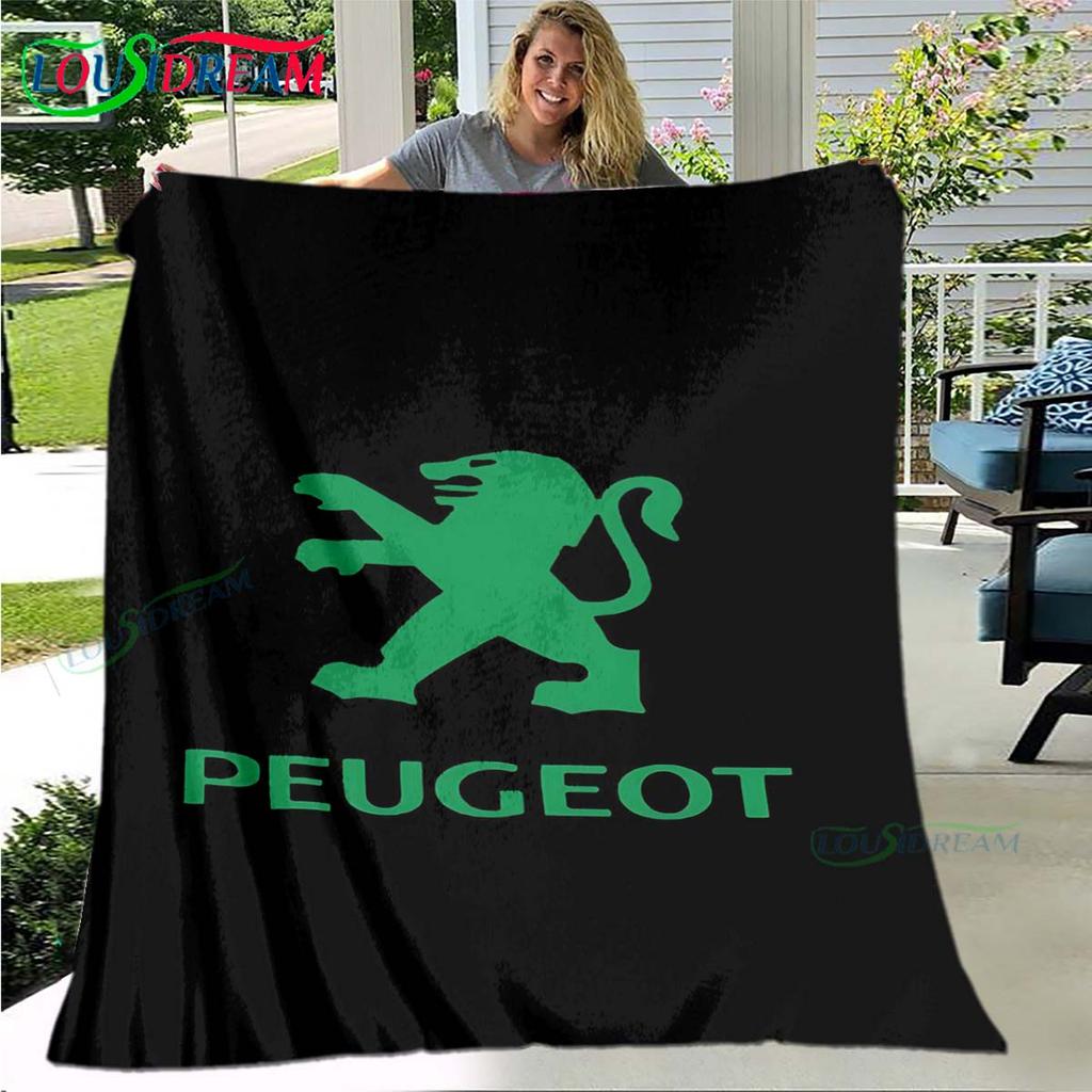Fashion Car P-Peugeot Logo Blanket Flannel Throw Blanket For Home Bedroom Bed Sofa Picnic Office Hiking Leisure Nap Gift