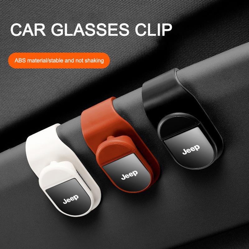 Car Glasses Clip Sun Visor Car Sunglasses Storage For Jeep Renegade Compass Grand Cherokee Wrangler JK Gladiator Keychain ALZ1