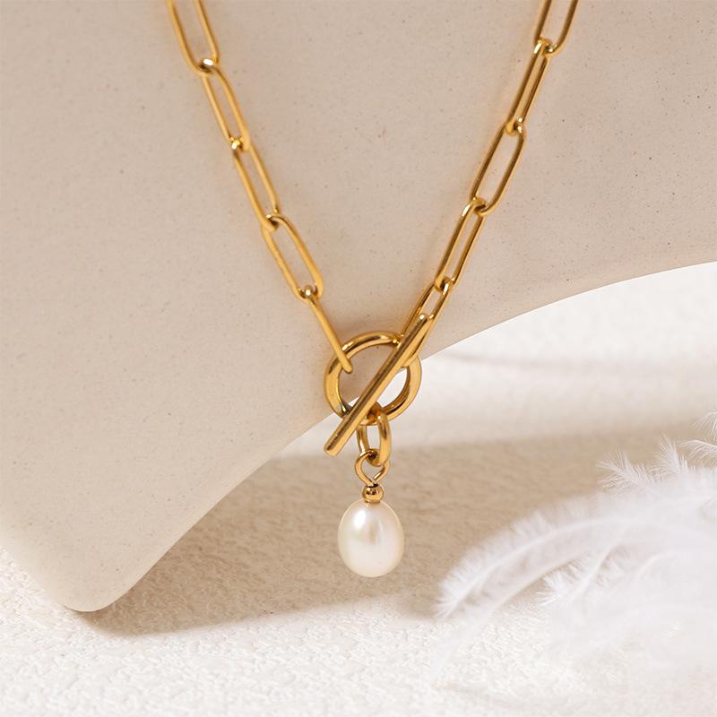 Жемчужное ожерелье, летняя модная универсальная цепочка на ключицу, простая цепочка со скрепками