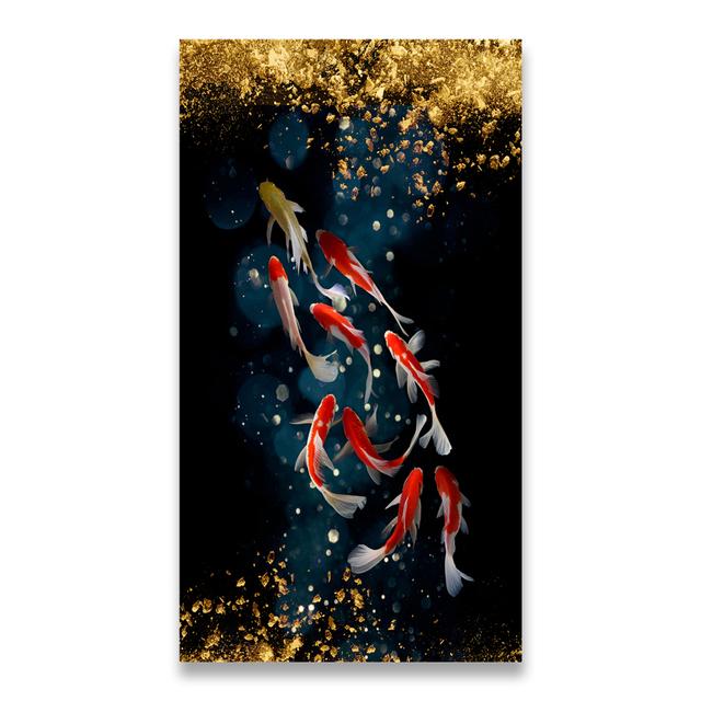 Китайский стиль золотой кои холст картина настенное искусство фэн-шуй рыба печать плакатов карп лотос пруд картина комната Hoom Декор Куадрос без рамки
