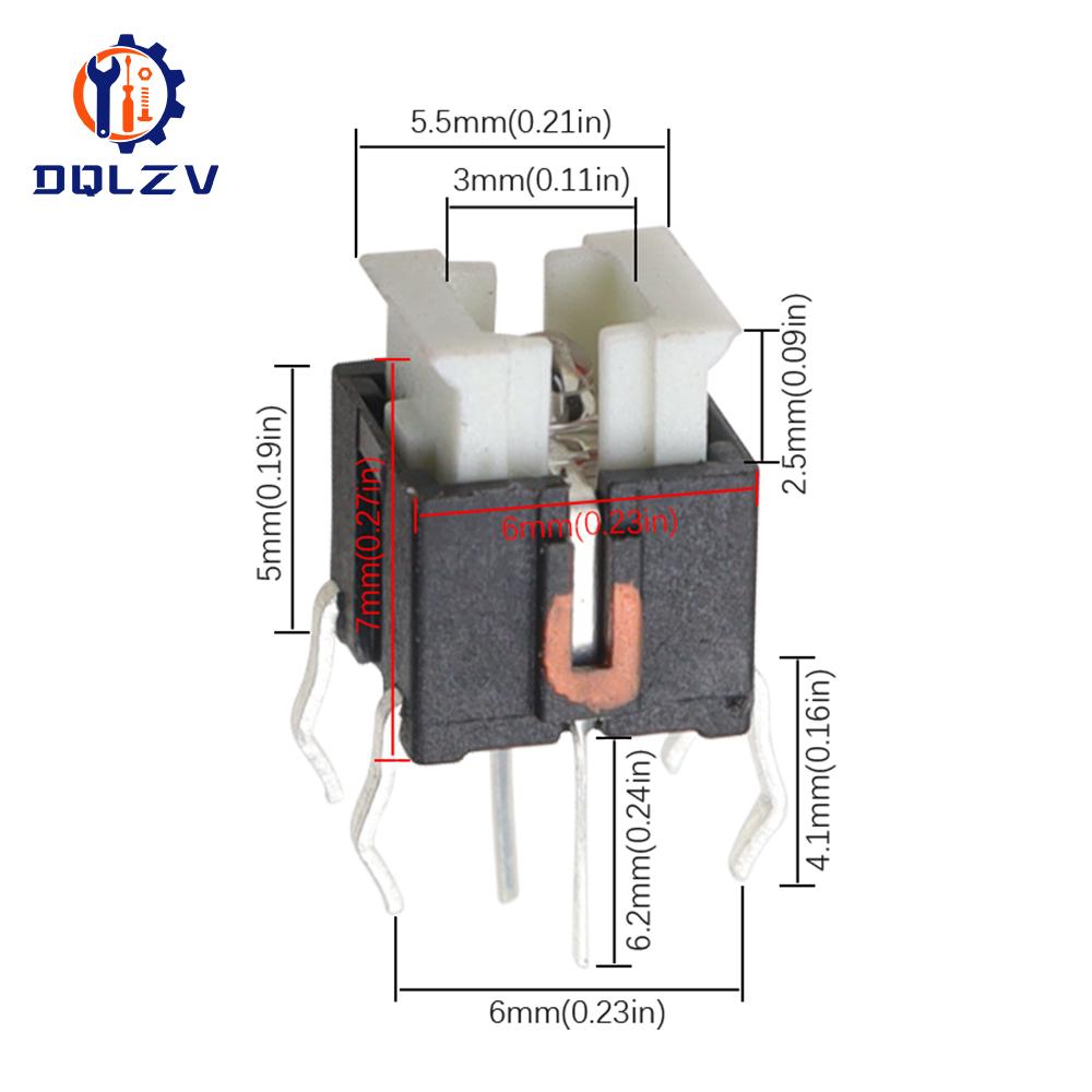 5/10Pcs 6*6mm Through Hole Micro Push Button Tactile Momentary Switch With LED Green Yellow Red White Blue 6*6 6X6