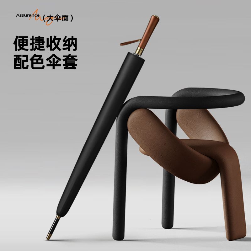 Mido 16 bone long handle umbrella with enlarged surface, wind resistant lotus ribs, solid wood handle, business umbrella