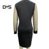 Women Dress Square Neck Long See Through Mesh Sleeves Sequin Slim Fit High Waist Sheatn Solid Color Prom Party Dating Mini Dress