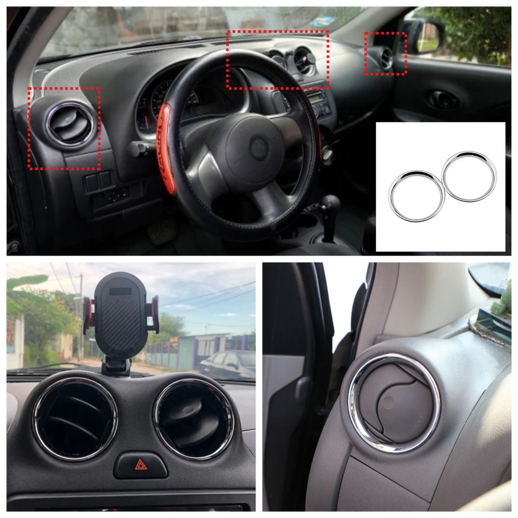 2/4 шт. Для Nissan Micra March K13 Versa Sunny Almera Latio 2011-2017 Накладка на кольцо воздуховода кондиционера Хромированная АБС-пластик Рамка для стайлинга автомобиля