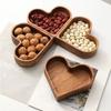 4pcs Wooden Heart Shaped Serving Tray Snack Dish Dried Fruit Storage Jewelry Display Elegant Multipurpose Random Color