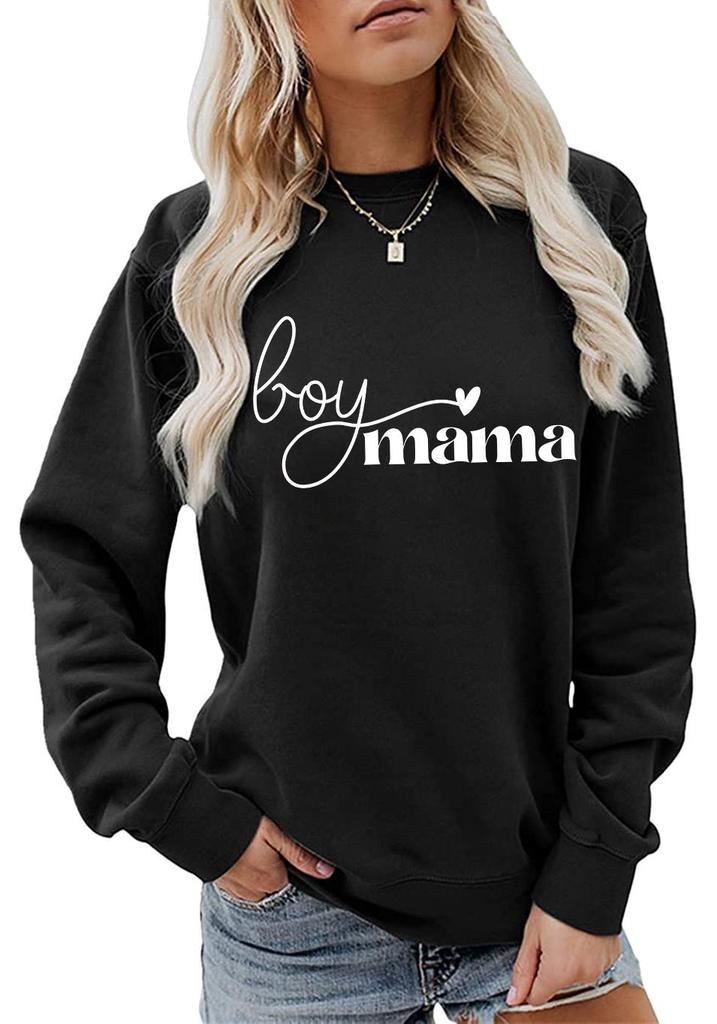 Женский осенне-зимний свитшот с длинным рукавом и принтом 'Boy Mama'