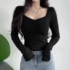 Женские модные повседневные весенне-осенние однотонные блузки и рубашки с v-образным вырезом и длинным рукавом с принтом