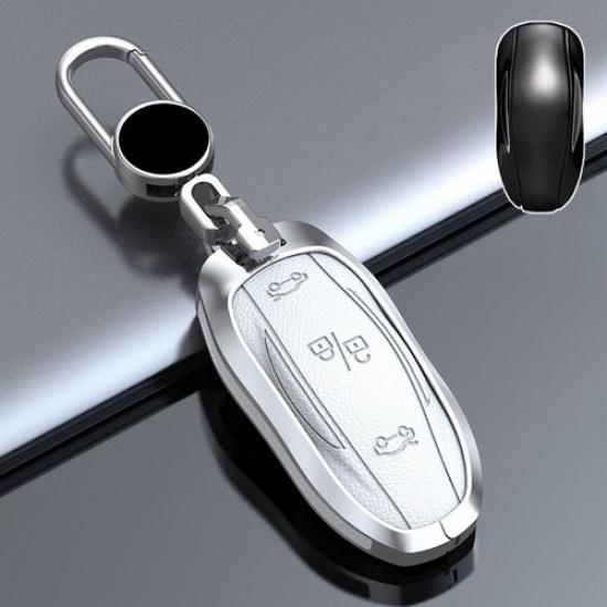 Чехол-сумка из цинкового сплава и кожи для умного брелка автомобиля, для Tesla Model S Model 3