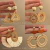 ALIYA exaggerated handmade ретро ротанг рафия геометрические серьги этнический стиль летние пляжные женские серьги с кисточками