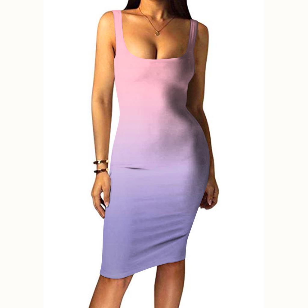 Fashion Women's Casual Color Sling Pullover Sleeveless Slim Dress