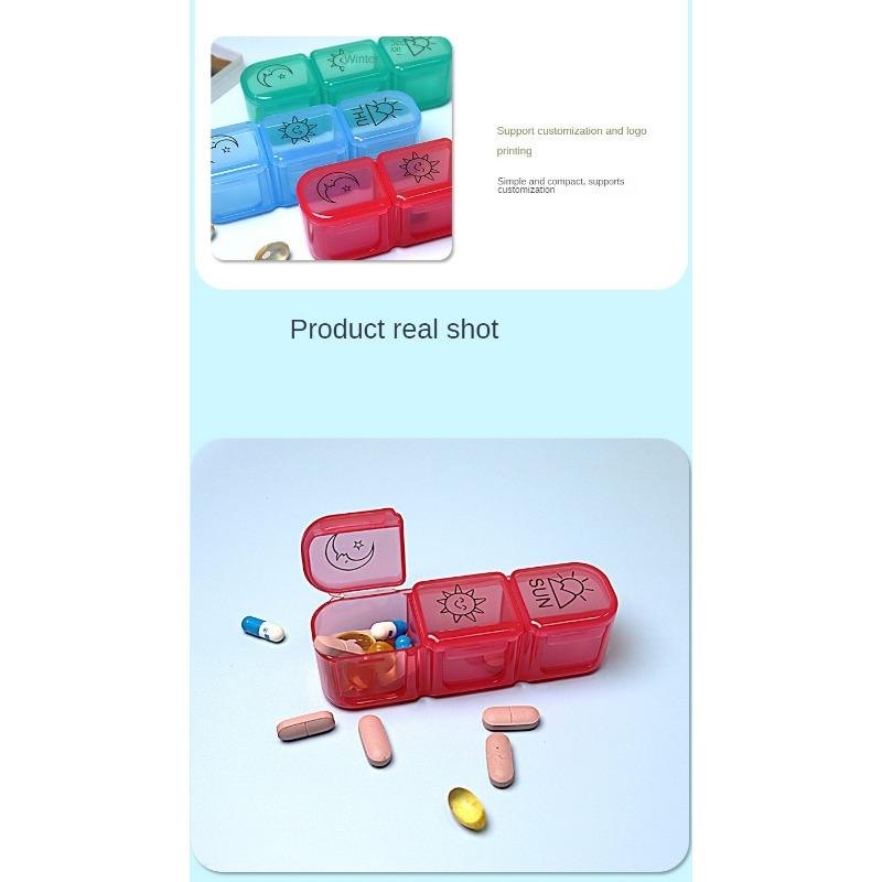 Коробка для таблеток с тремя сетками три раза утром, в середине дня и ночью, многоцветная дополнительная портативная отдельная коробка для таблеток с сортировкой