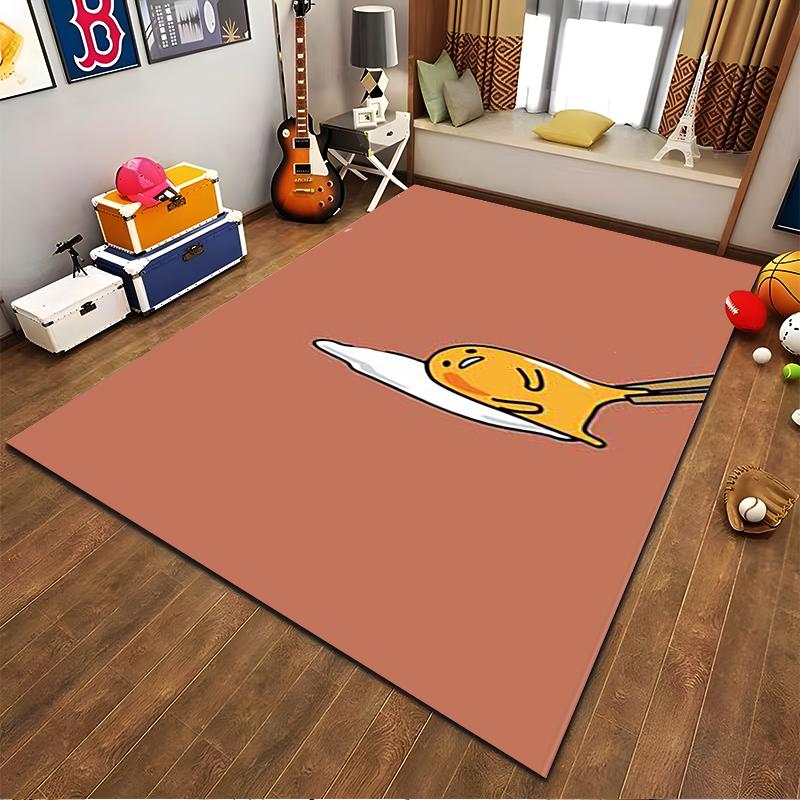 Cartoon Egg Design Carpet with Fork Illustration on Brown Background Suitable for use as an anti-slip for living room bedroom sofas