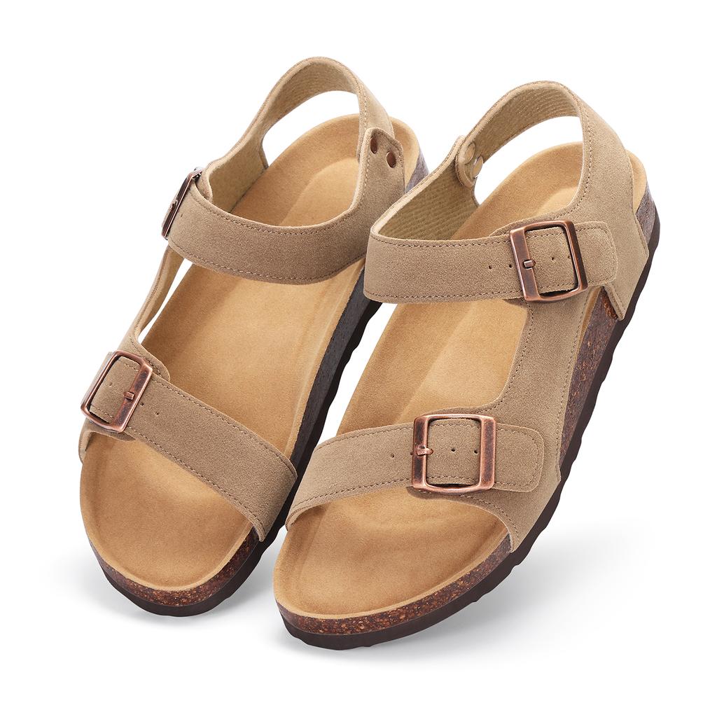 Модные летние женские сандалии Litfun с поддержкой свода стопы, пробковой стелькой, открытым носком, спортивные сандалии, нескользящие, удобные, плоские пляжные шлепанцы