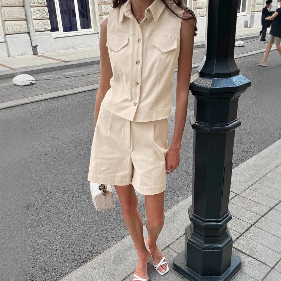 Французский летний женский комплект из хлопка и льна – Топовая, трендовая мода на 2025 год