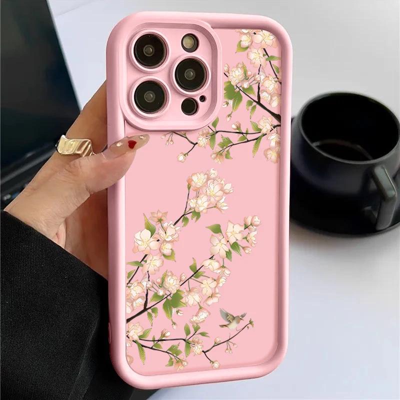 Цветочный Чехол Ударопрочный Для iPhone 15 16 Pro Max Plus 11 12 13 14 Pro X XS XR 8 7 SE Мягкий Силиконовый Задний Чехол для Телефона