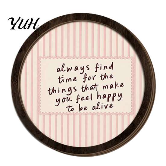 Vintage Style Room Accents Retro Wooden Striped Wall Decoration with Funny Slogan, Rustic Hanging Ornament, Slogan Signs for Home Round Mounted
