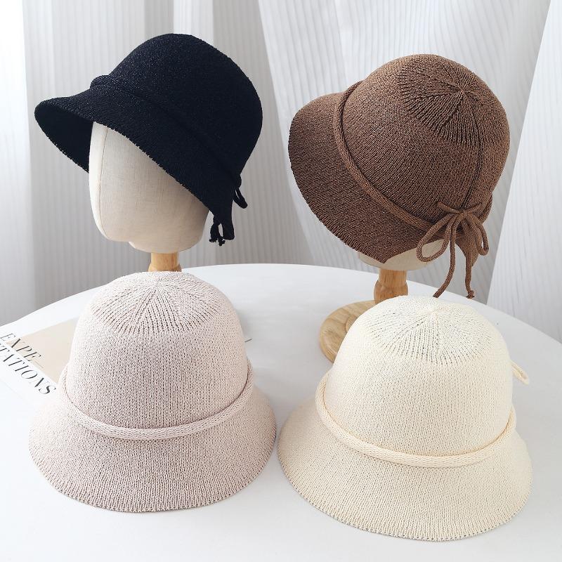 Women S Shiny Ice Silk Knit Bucket Hat Short Brim Adjustable Sun Hat