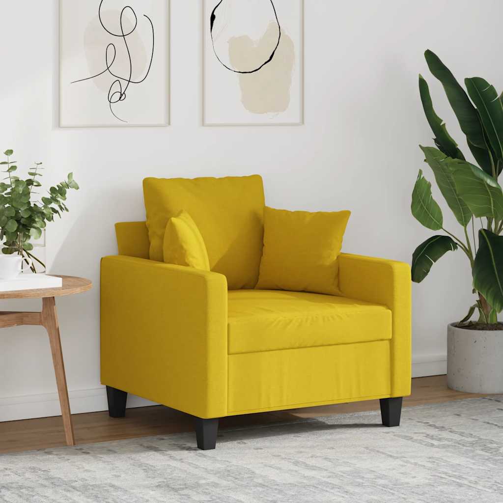 Vidaxl Fotel, Jasnożółty, 60 Cm, Obity Tkaniną