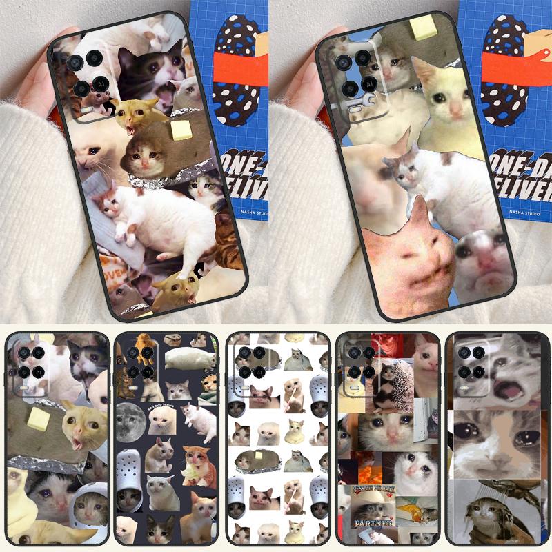 Мемы про плачущего кота и чехол для собаки для Oppo A96 A76 A16 A74 A94 A54 S A57 A77 A58 A78 A98 A5 A9 A91 A15 A17 A52 A72 Чехол