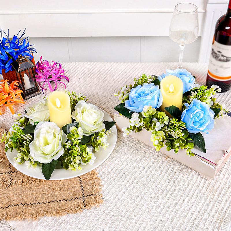 Имитация цветов, подсвечников, венков, декоративных украшений для гостиной, роз, свечей, чашек, атмосферных украшений