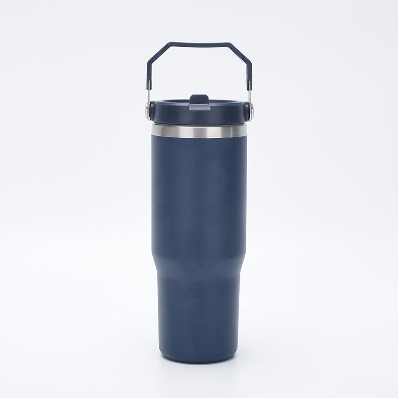 30oz Stainless Steel Portable Travel Thermos Cup with Straw - Large Capacity for Outdoor/Car Use