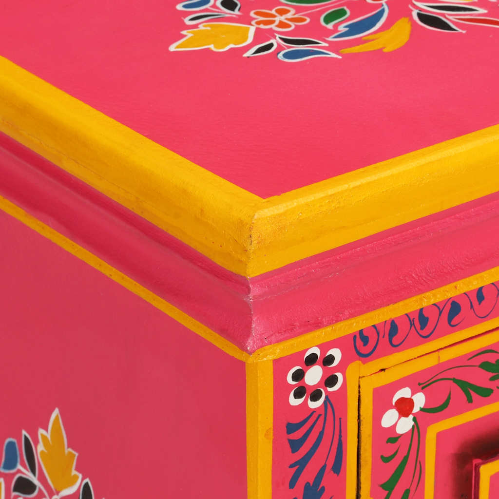 Mango Wood Sideboard Solid Wood Hand Painted in Pink