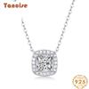 Tancise S925 Sterling Silver Moissanite Luxury Personality Pendant Necklace Women's Classic Tide Sugar Full of Wild Clavicle Chain.